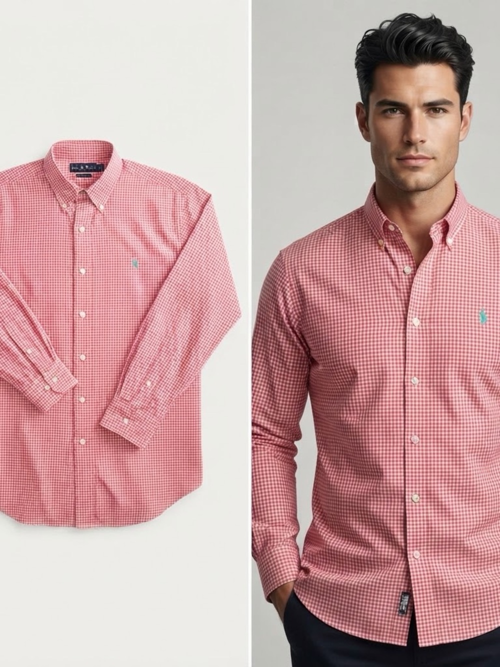 Ralph Lauren Red Gingham Button-Down Dress Shirt Medium